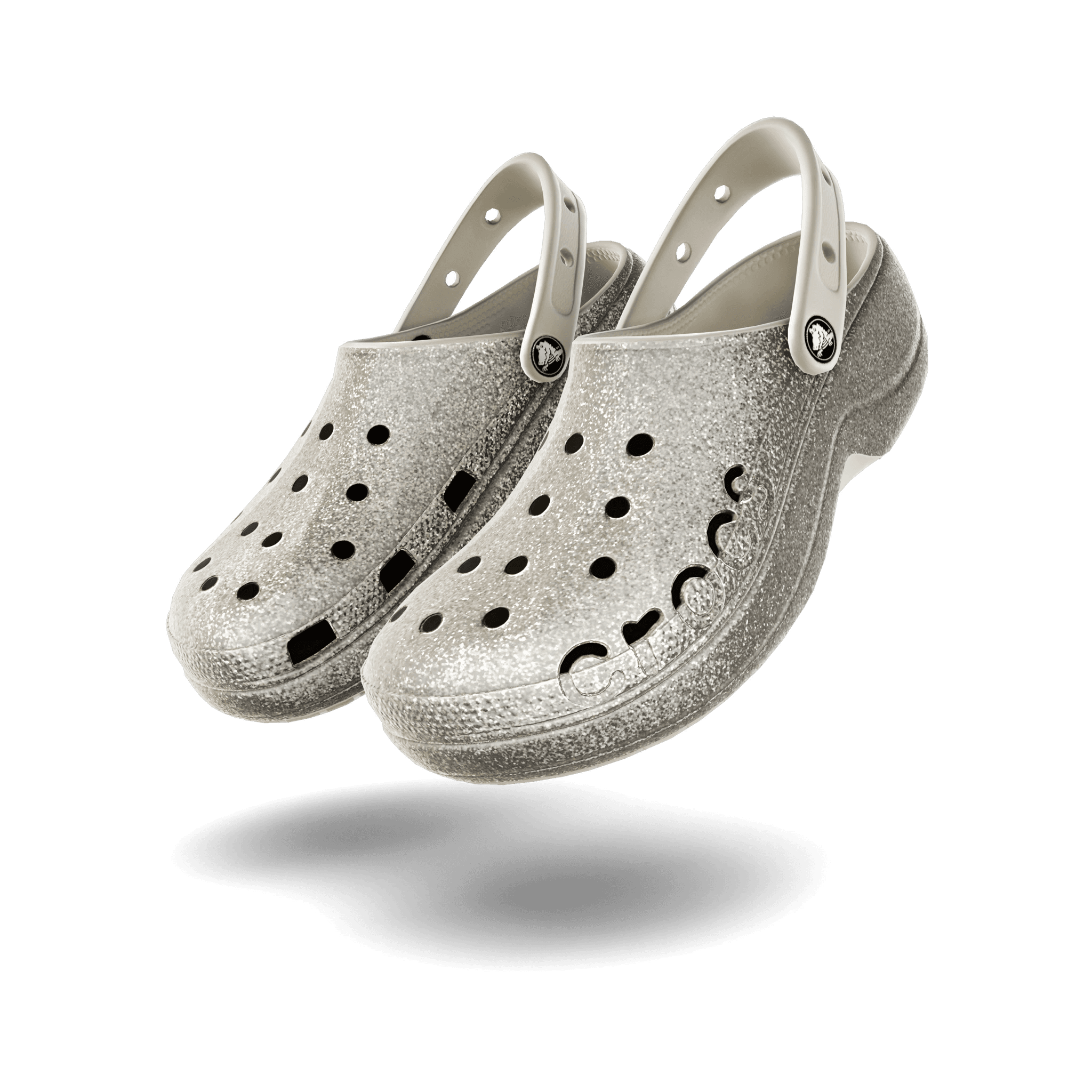 Crocs Baya Glitter Platform Clog 'Pearl White'